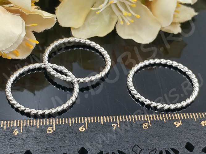 (СКИДКИ!!!) Кольцо декоративное 30 витое 24,5*24,5*1,7мм серебристое (литьё) (10шт.)