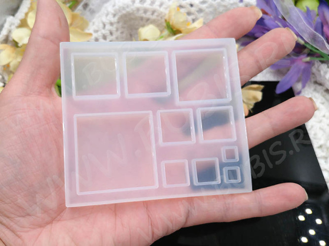 Молд 124 для эпоксидной смолы 87*77*6,5мм Квадраты 5-35мм (силикон)