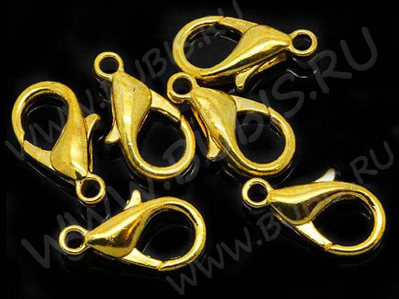 Замочек карабин №046 большой 16*8*4мм золотистый, без никеля (сплав)
