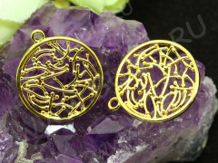 Подвеска Круг 12 3D Хаос 20*17,5*1,5мм золотистая (Brass)