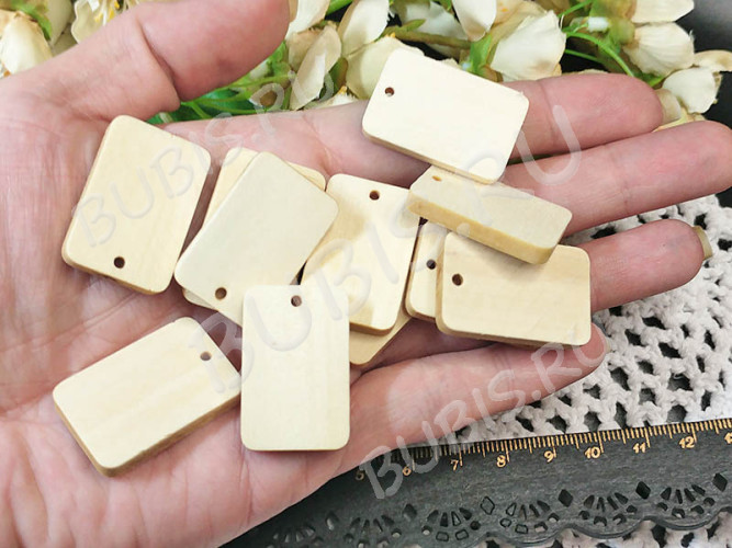 Подвеска Прямоугольник 01 деревянный 30*20*4мм натуральный неокрашенный (дерево)