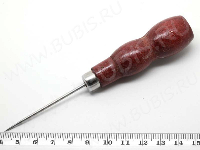 Шило 02 расширитель с деревянной ручкой 125мм никель и вишнёвый (сталь и дерево) (инструменты для бижутерии)