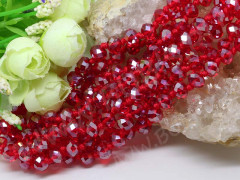 (СКИДКИ!!!) Бусина Абакус гранёный 8*8*5,5мм Хрусталь красный с АВ прозрачный (имитация Сваровски) (10шт.)