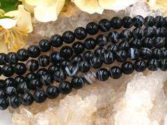 (ОПТ) Бусина округлая ГЛАДКАЯ "каменный бисер" 3мм Агат Мадагаскарский чёрный (камни) (НИТЬ)