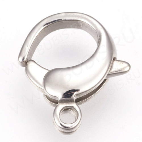 Замочек карабин №099 округлый 12*10*3,5мм цвет платины (Хирургическая сталь)