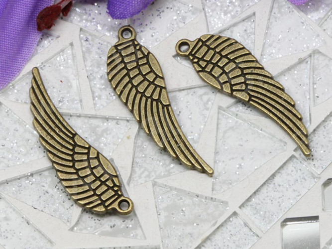 Подвеска Крыло 02 3D 30*9,5*1,1мм античная бронза (литьё)(10шт)