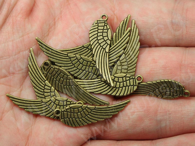 Подвеска Крыло 02 3D 30*9,5*1,1мм античная бронза (литьё)(10шт)