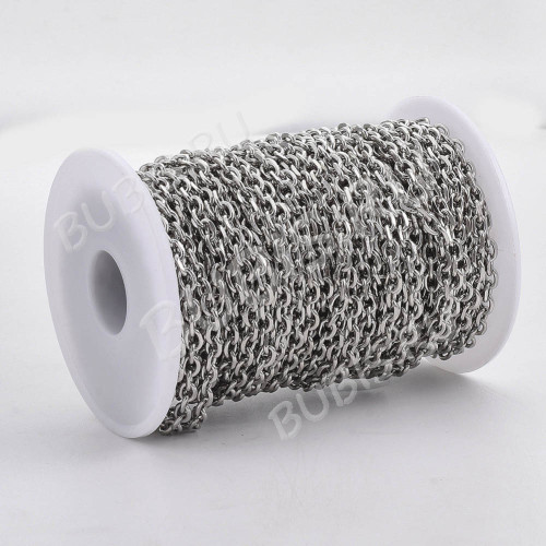 Цепочка S80 Якорная гранёная 6*4*1мм цвет платины (Хирургическая сталь) (50см)