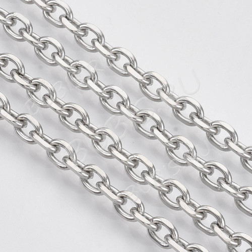 Цепочка S80 Якорная гранёная 6*4*1мм цвет платины (Хирургическая сталь) (50см)