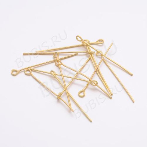(СКИДКИ!!!) Штифт с петлёй 30*0,7мм светлое золото (Iron) (50шт) 