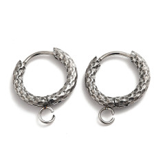 Швензы-кольца №21 стальные Конго с узором и петелькой 15*2,5мм цвет платины (Хирургическая сталь)(1 пара) 1