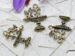 Подвеска Фонтан 01 3D с птичкой 20*17*4мм античная бронза (литьё)