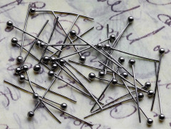 (СКИДКИ!!!) Штифт с ШАРИКОМ 20*0,5мм чёрный никель (Brass) (50шт.)