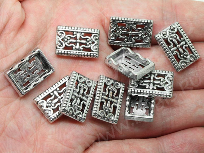 Разделитель 01 на 3 нити 17*11*3,5мм античное серебро (литьё)