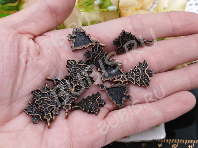Подвеска Ёлка 04 НГ 23*16,5*2,8мм античная медь (литьё)