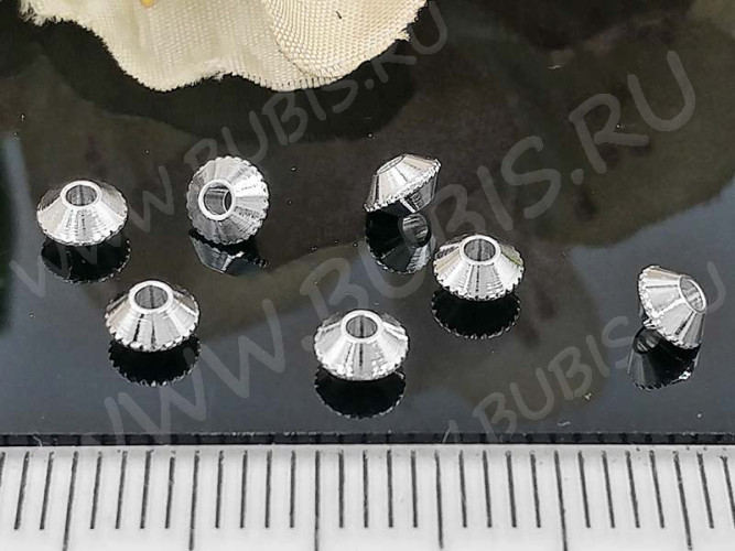 Рондели 082 Юлы 4*4*2,2мм серебристые (LUX Китай) (Brass) (10шт.)