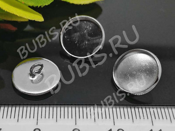 Концевик 069 крышка подвеска с сеттингом 12мм 13,5*13,5*5,5мм цвет платины (Brass)