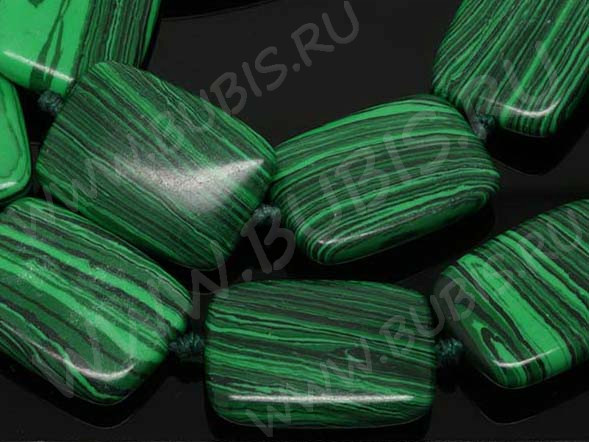 Бусина каменная Прямоугольник 20 18*13*5,5мм Малахит синт. (камни)