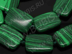 Бусина каменная Прямоугольник 20 18*13*5,5мм Малахит синт. (камни)