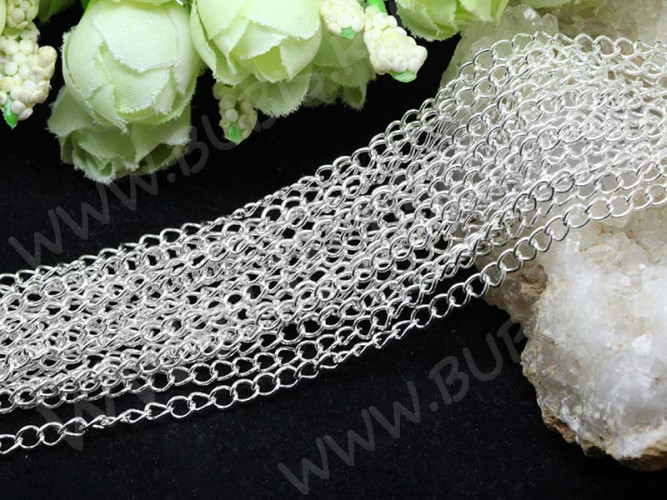 Цепочка I067 простая кручёная звено 5,5*3,5мм серебристая (Iron) (50см)