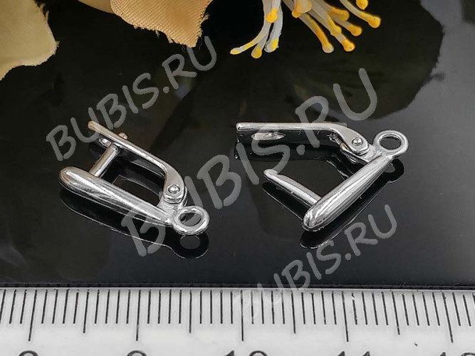 Швензы с английским замком №108 Веретено 19*10*3мм цвет платины (Brass с родированием) (1 пара)