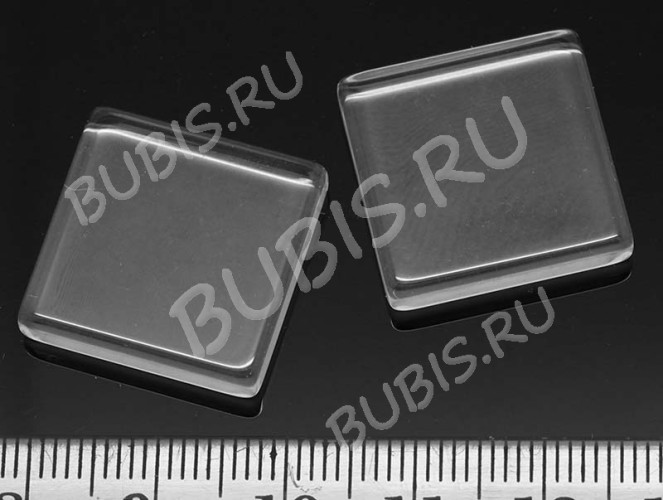 Кабошон стеклянный 21 Квадрат 20*20*4мм прозрачный (стекло)