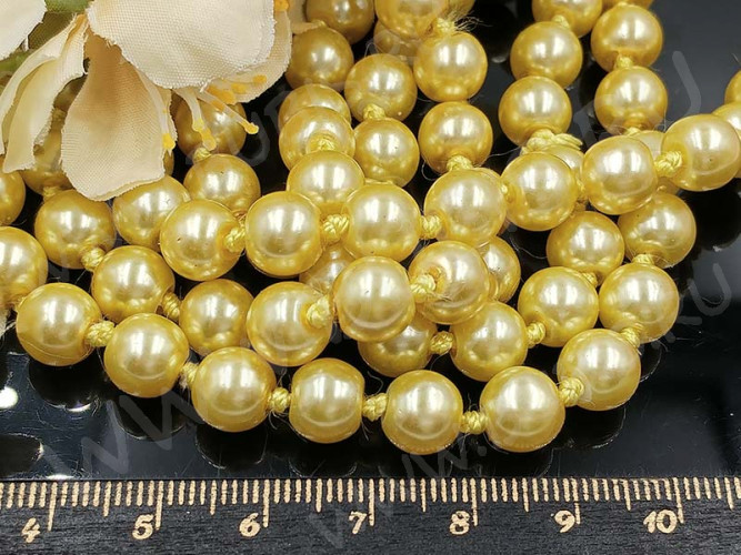 Бусина "жемчуг" 8мм светло-золотистая (стекло) (10шт.)