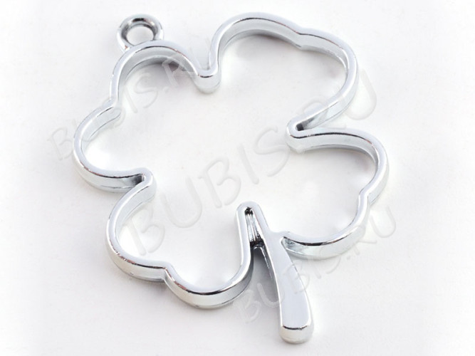 Подвеска Рамка 13 Клевер Четырехлистный 45*36*3,7мм цвет платины (литьё)