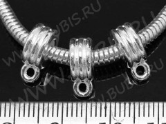 Бусина с петлёй 036 Бейл 3 кольца 12,5*9*4,5мм серебристый (литьё)