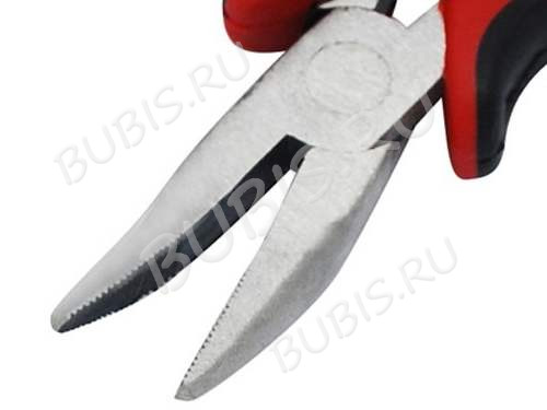 Тонкогубцы (утконосы) 20 изогнутые 130мм с красно-черными ручками (инструменты для бижутерии)