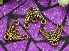 032 Коннектор на 3 нити 14*15*3мм античное золото (литьё)