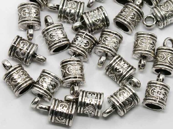 Концевик 107 с сердечками 15,8*9,5*9,5мм античное серебро (литьё)