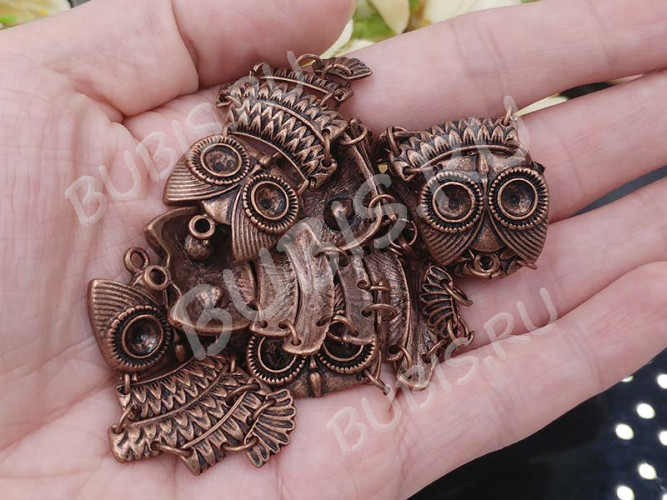 Подвеска Сова 52 подвижная 48*23*4мм античная медь (литьё)