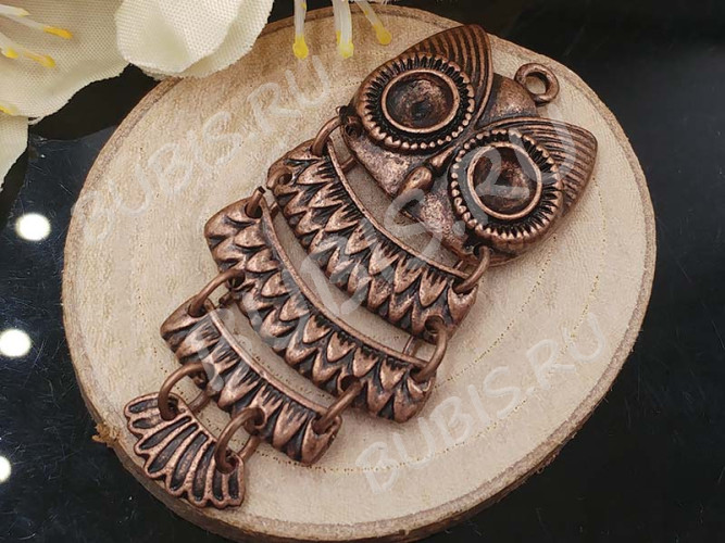 Подвеска Сова 52 подвижная 48*23*4мм античная медь (литьё)