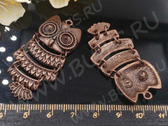 Подвеска Сова 52 подвижная 48*23*4мм античная медь (литьё)