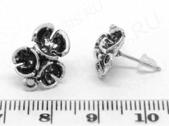 Пуссеты (&quot;гвоздики&quot;) №047 15,5*12*13,5мм античное серебро (литьё) (1 пара)