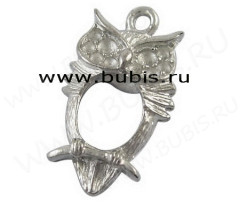 Подвеска Сова 01 23,5*13*5,5мм цвет платины (сплав)