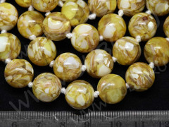 (ОПТ) Бусина округлая Мозаика 07 с перламутром 12мм т.жёлтая (камни) (НИТЬ)