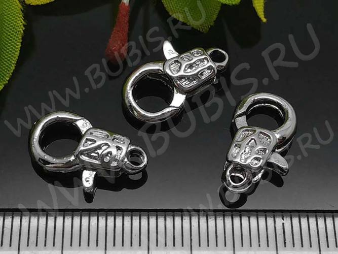 Замочек карабин №061 средний 15*8,5*4мм цвет платины (сплав)