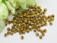 (СКИДКИ!!!) Бусина 093 биконус полосатый 4*3,8мм античное золото (литьё) (50шт.)