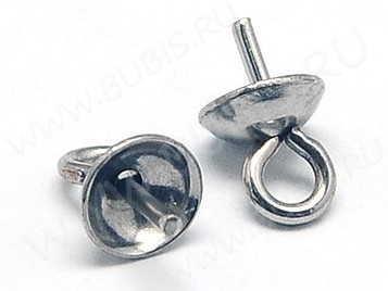 Держатель кулона 083 шапочка со штырьком 7*4*4мм цвет платины (Хирургическая Сталь)