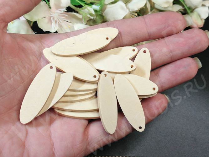 Подвеска Овал 01 деревянный 35,5*11,5*2,3мм натуральный неокрашенный (дерево)