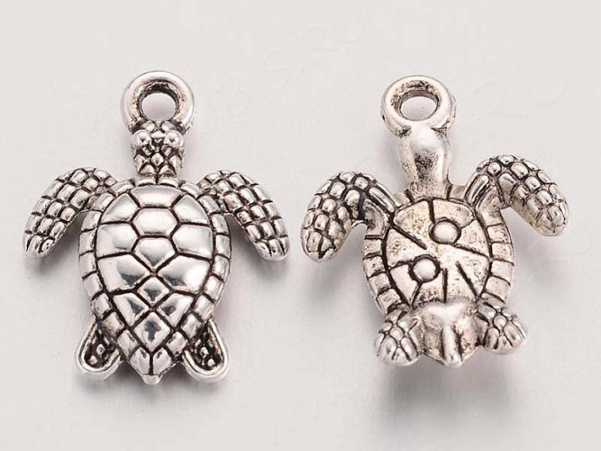 Подвеска Черепашка 03 3D 16*12,5*3,5мм античное серебро (литьё) (10шт)