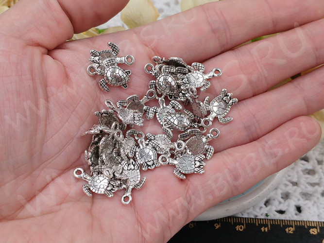 Подвеска Черепашка 03 3D 16*12,5*3,5мм античное серебро (литьё) (10шт)