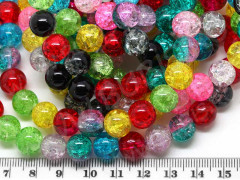 Бусина округлая &quot;Лёд&quot; 10мм яркий МИКС (стекло кракле) (НИТЬ)