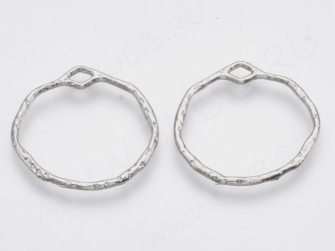 Подвеска Рамка 53 Округлая  22*21*1,5мм цвет платины (литьё)