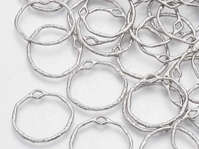 Подвеска Рамка 53 Округлая  22*21*1,5мм цвет платины (литьё)