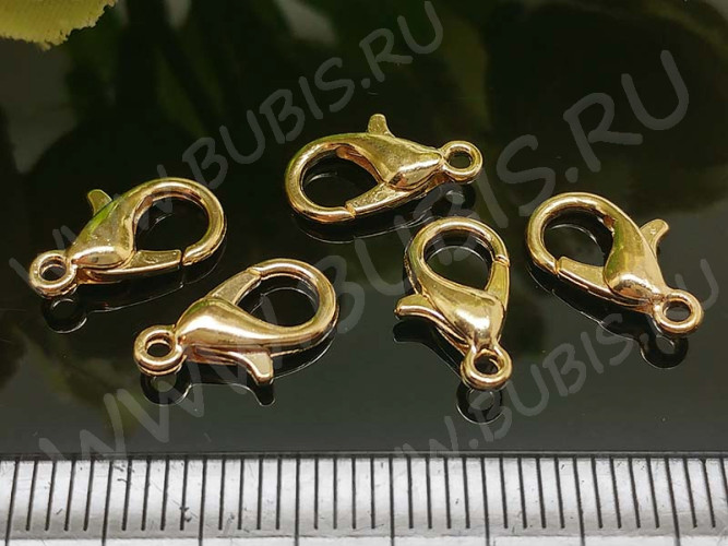 (СКИДКИ!!!) Замочек карабин №098 средний 14*6*3мм светлое золото (сплав) (10шт.)