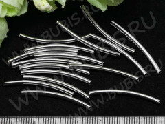 (СКИДКИ!!!) Трубочка металлическая 01 изогнутая 30*2мм цвет платины (Brass) (20шт.)