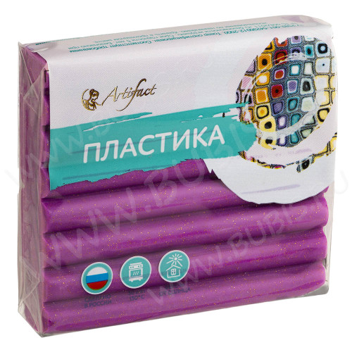 Полимерная глина Артефакт 215 Пурпурный с блестками 56г.